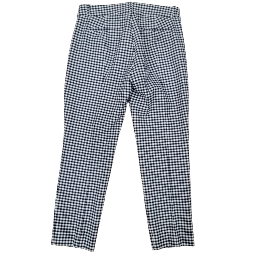 J. Crew Cameron Bi-Stretch Navy Gingham Checked Cropped Pants Cotton Womens Sz 6 - Picture 4 of 16